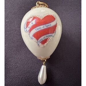 Christmas Geri Mayer Egg‎ Ornament Heart Unity Of Spirit Purpose Pearl Signed